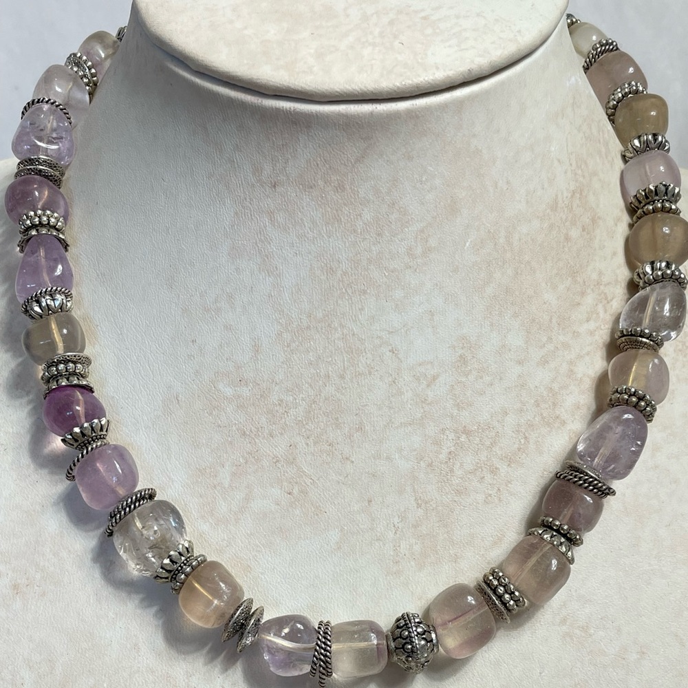 Chunky Amethyst and Pewter necklace